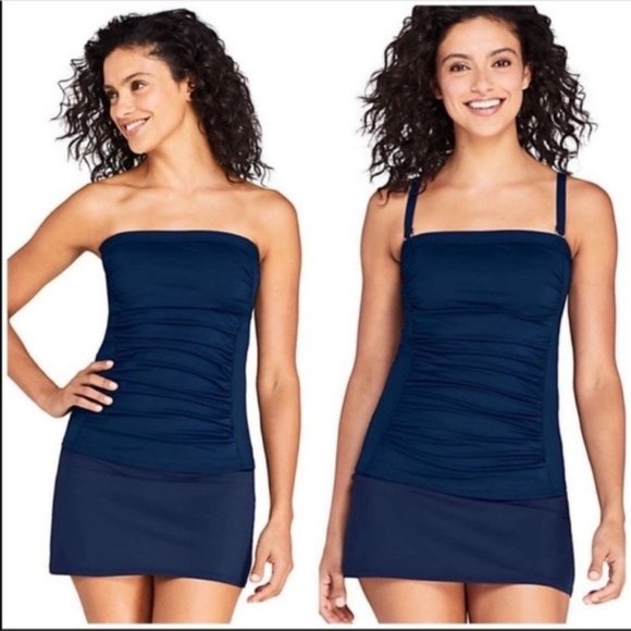 Lands' End | Swim | Lands End Tankini Bandeau Blue | Poshmark